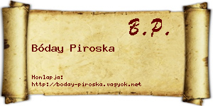 Bóday Piroska névjegykártya