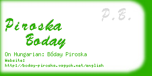 piroska boday business card